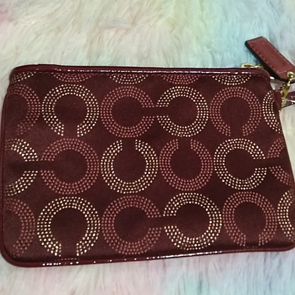 SALE! Auth Coach Sophia Mad Dotted Art Dark Red/Gold Bag & NWT Wristlet Bundle - Picture 9 of 16